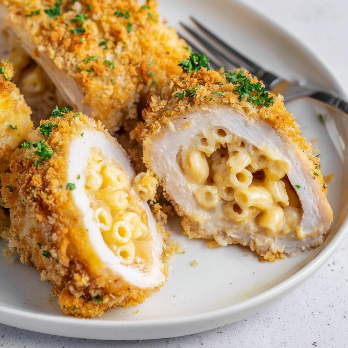 Golden-baked mac and cheese stuffed turkey rolls aroma, ready for hungry appetites.