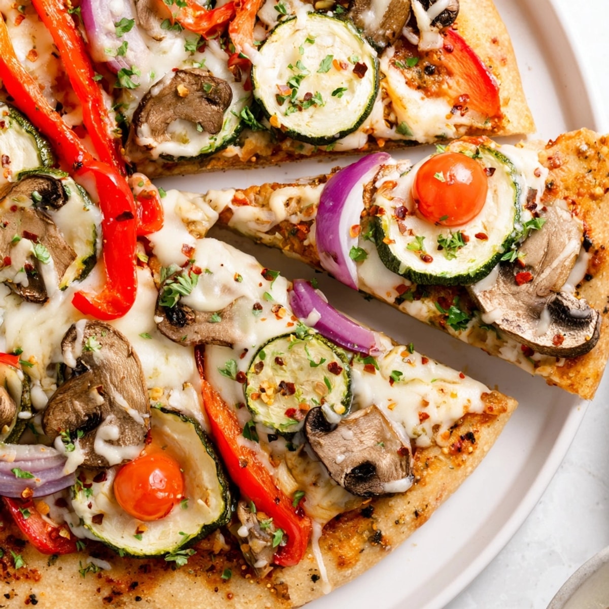 Homemade Cajun Roasted Veggie Pizza: A spicy vegetarian delight with tender roasted vegetables.