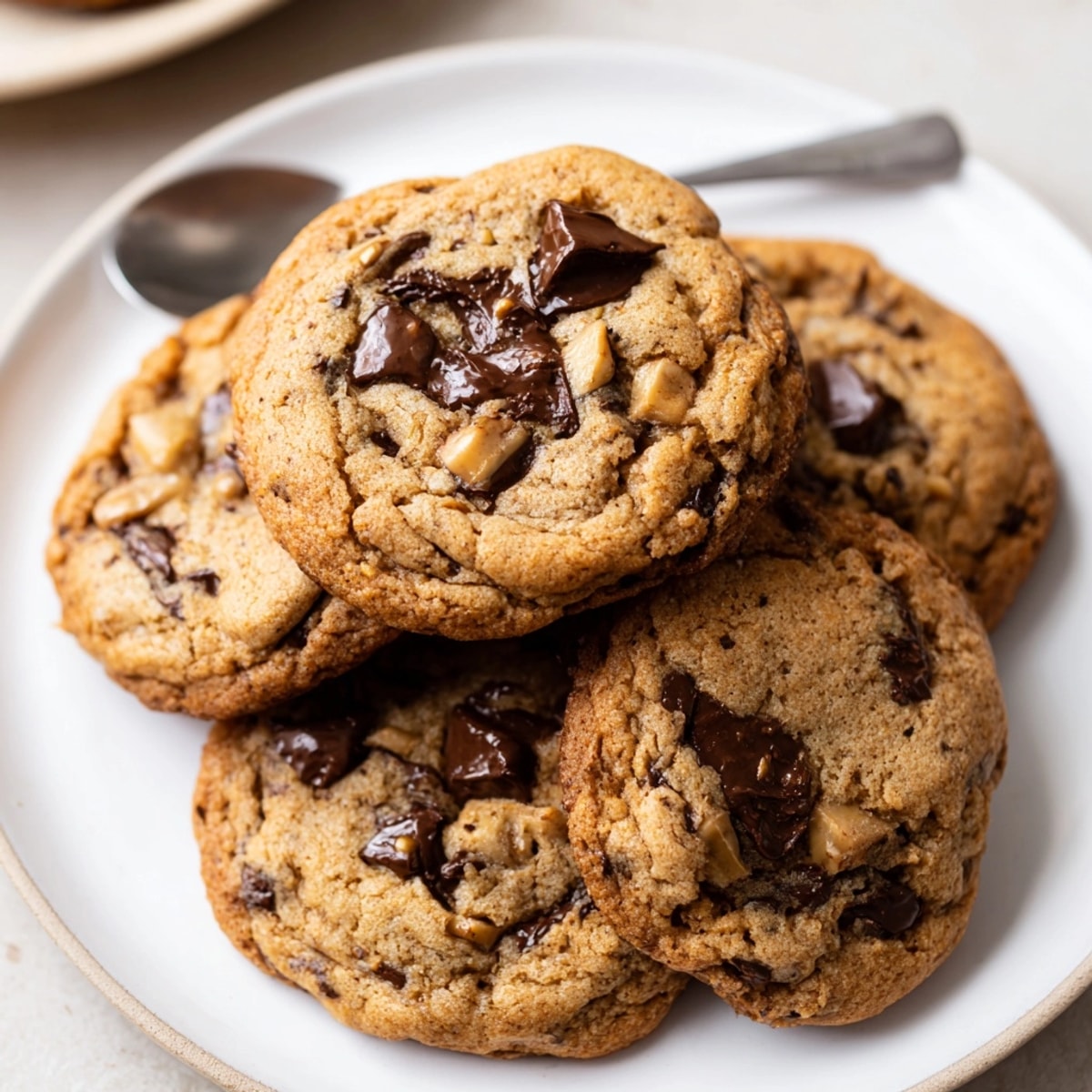 Freshly baked Peanut Butter Banana Chip Cookies cooling on a rack inviting a sweet treat.