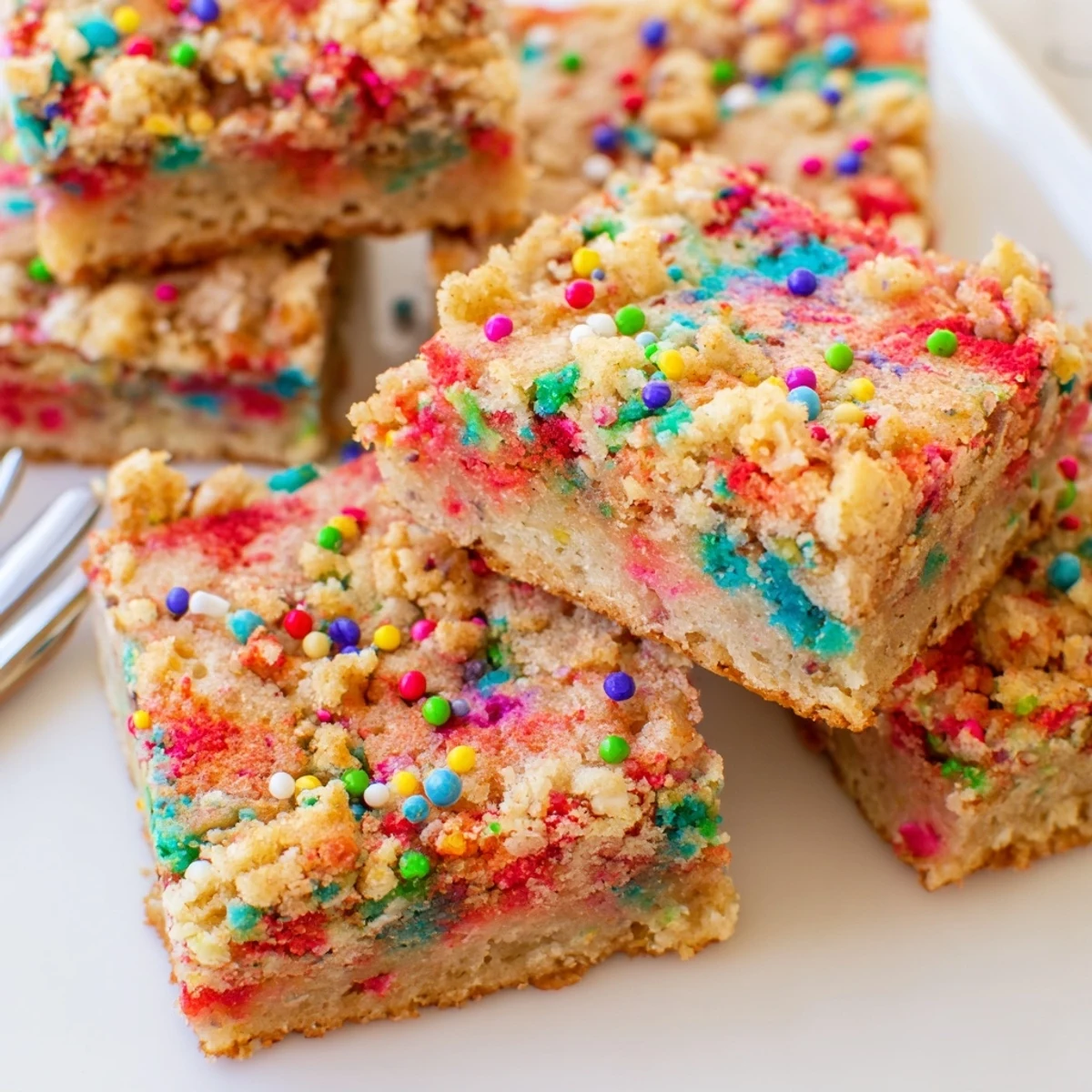 Deliciously sweet Funfetti Soda Streusel Blondie Bars perfect for any festive occasion.  