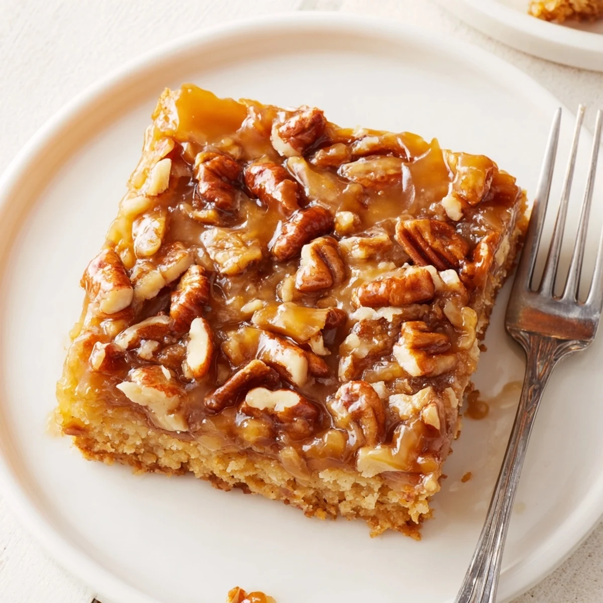 Freshly baked Caramel Pecan Cookie Sheet Cake with crunchy pecan topping, perfect for parties.  
