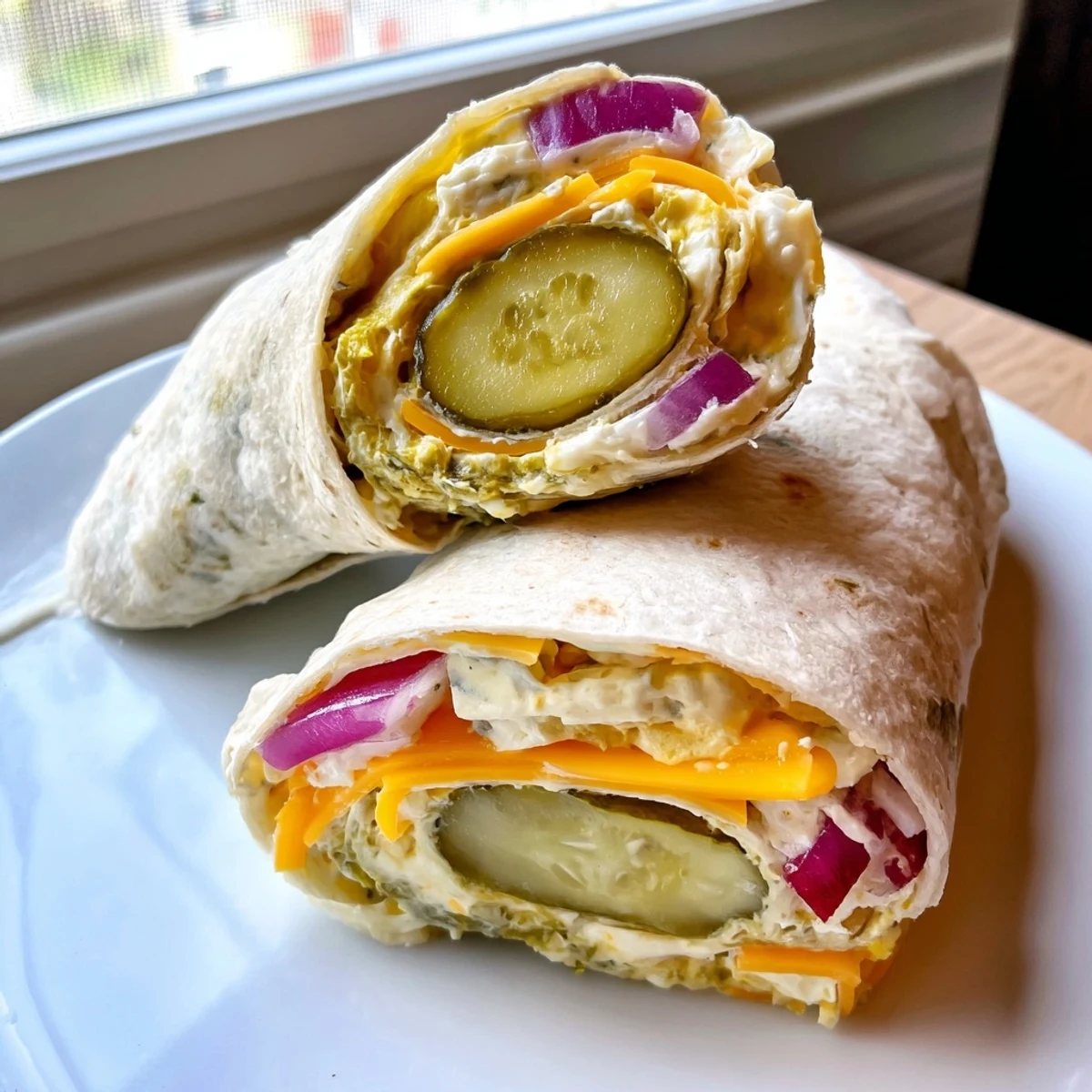 Crispy pickle-in-a-blanket snack with creamy cheese and tangy dill flavor.  