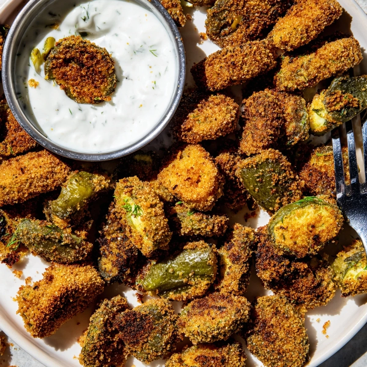 Crispy fried pickles served with tangy ranch dressing for the pickle lovers meal.  
