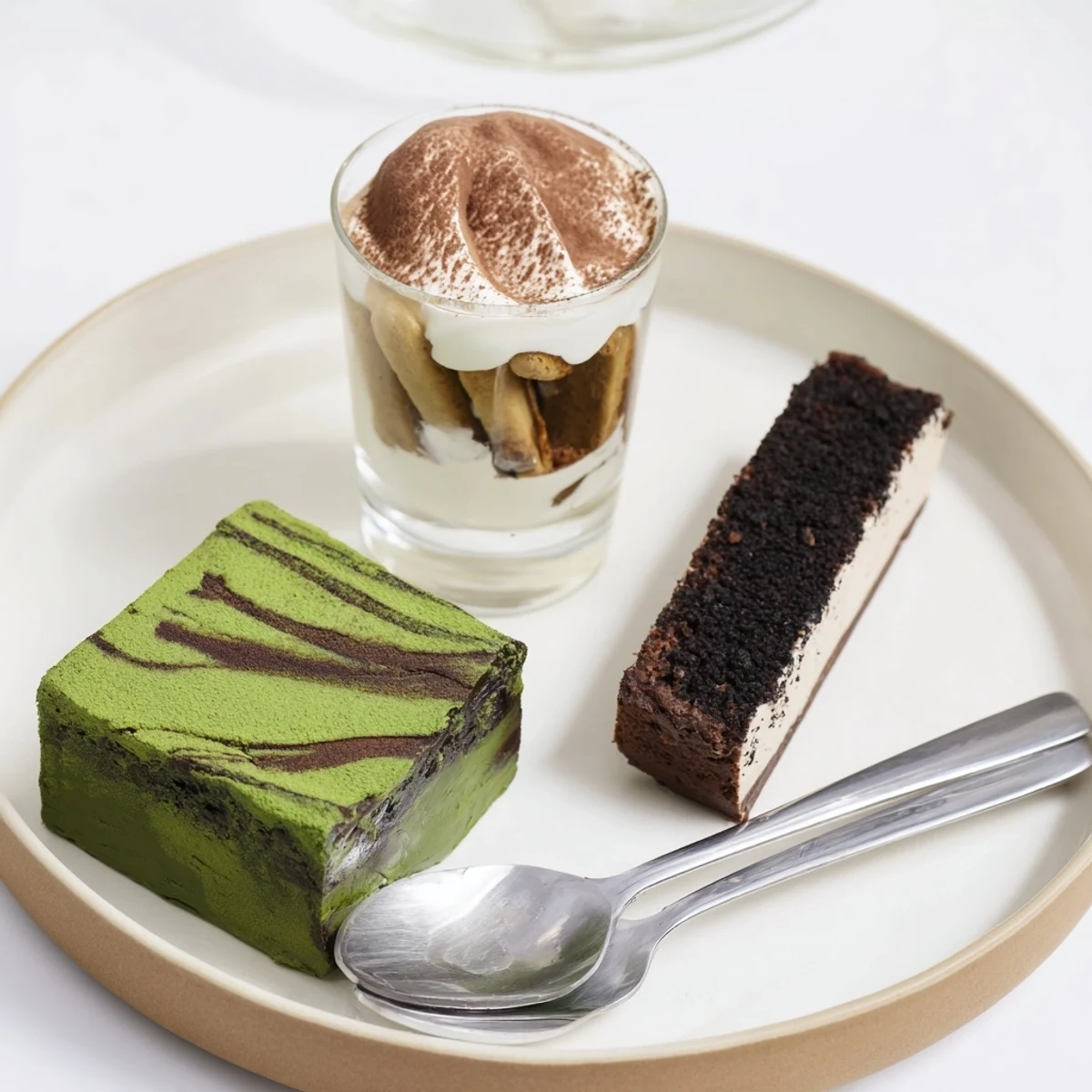 Delicious Matcha-Miso Brownies topped with a marbled chocolate glaze, warm and fudgy.  