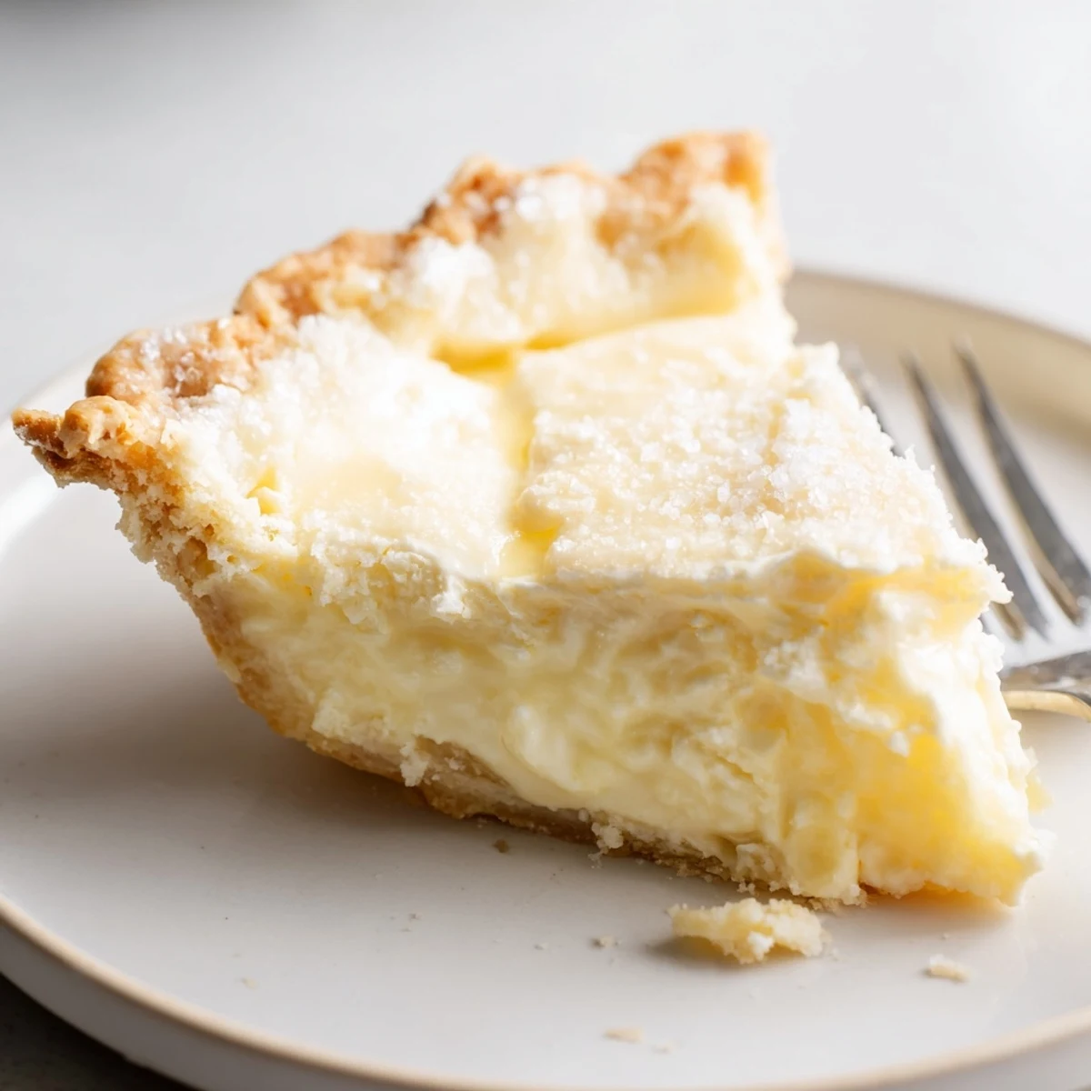 Creamy water pie with a golden crust, perfect for nostalgic dessert cravings.  