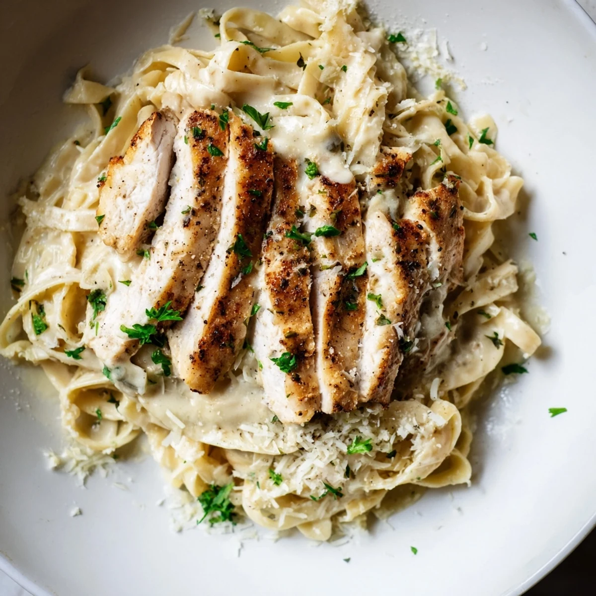 Delectable Spicy Cajun Chicken Alfredo with vibrant parsley garnish, a comforting weeknight meal.