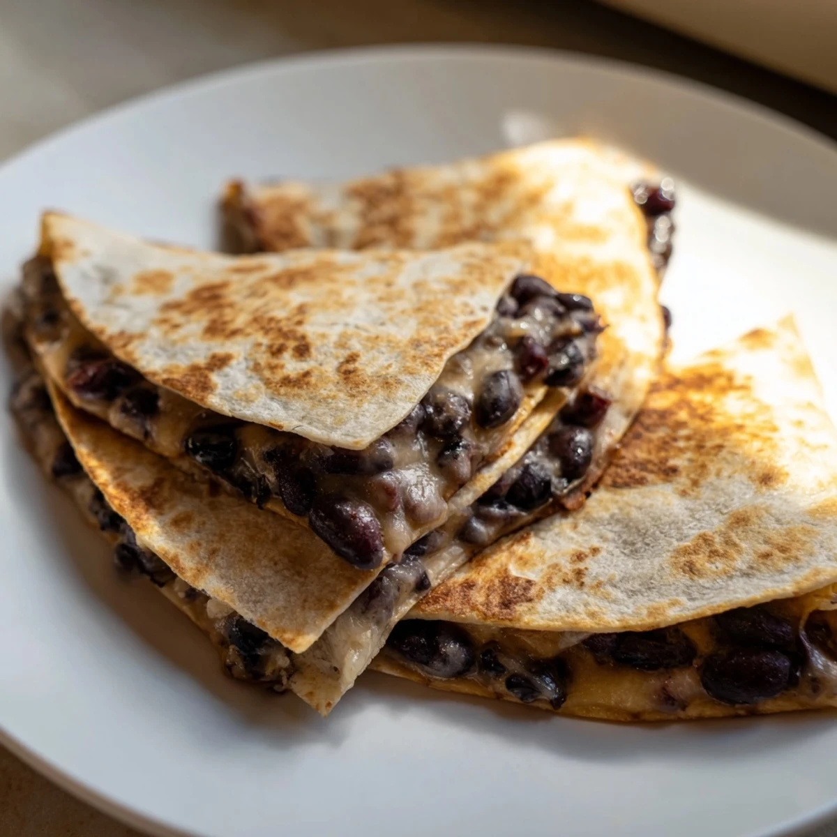 Golden-brown quesadillas filled with melty cheese and flavorful beans, ideal for a simple weeknight supper.