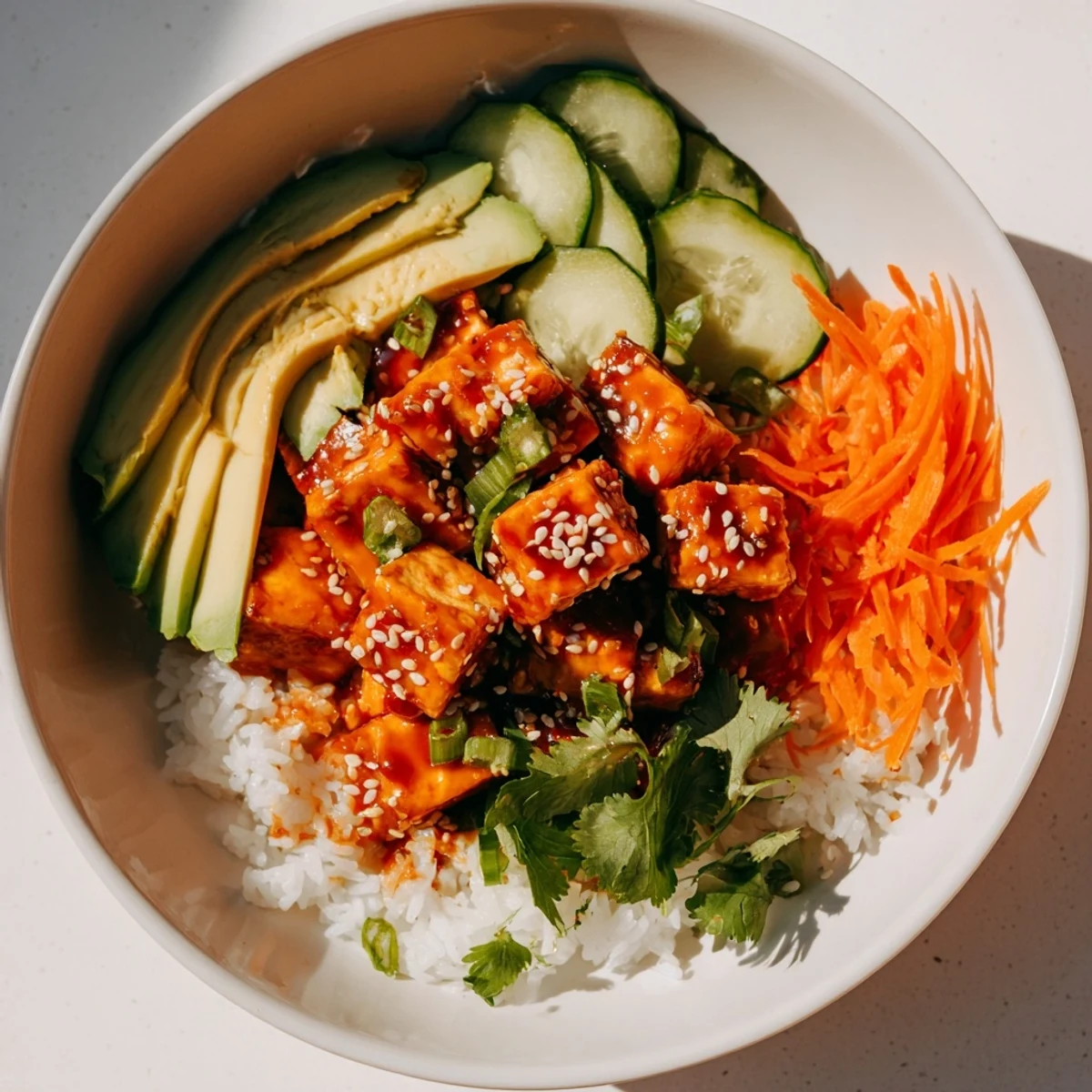 These Chili-Mayo Baked Tofu Bowls feature perfectly baked tofu, offering a spicy, satisfying, meatless dinner.