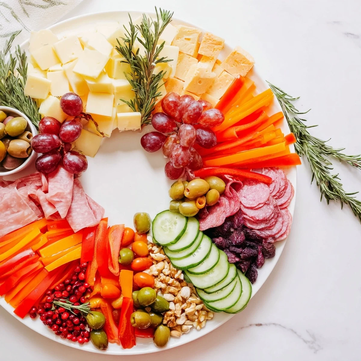 A crowd-pleasing, delicious Simplified Grazing Board Wreath ready for your holiday party guests.