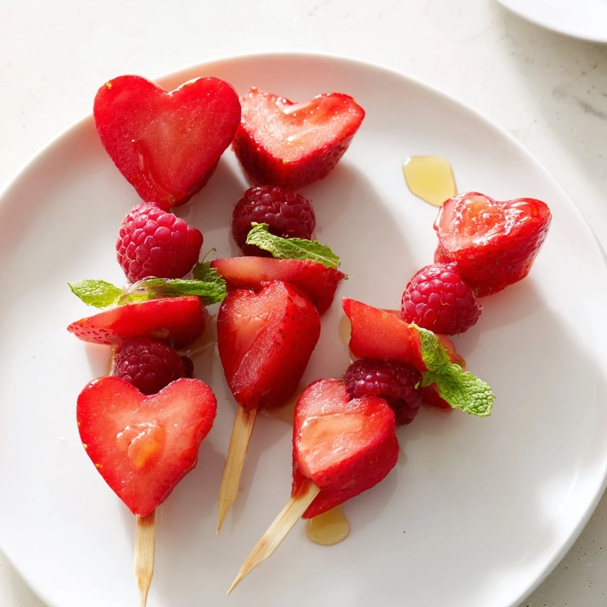 These beautiful Red Heart Fruit Skewers feature juicy strawberries and watermelon, perfect for a romantic dessert.