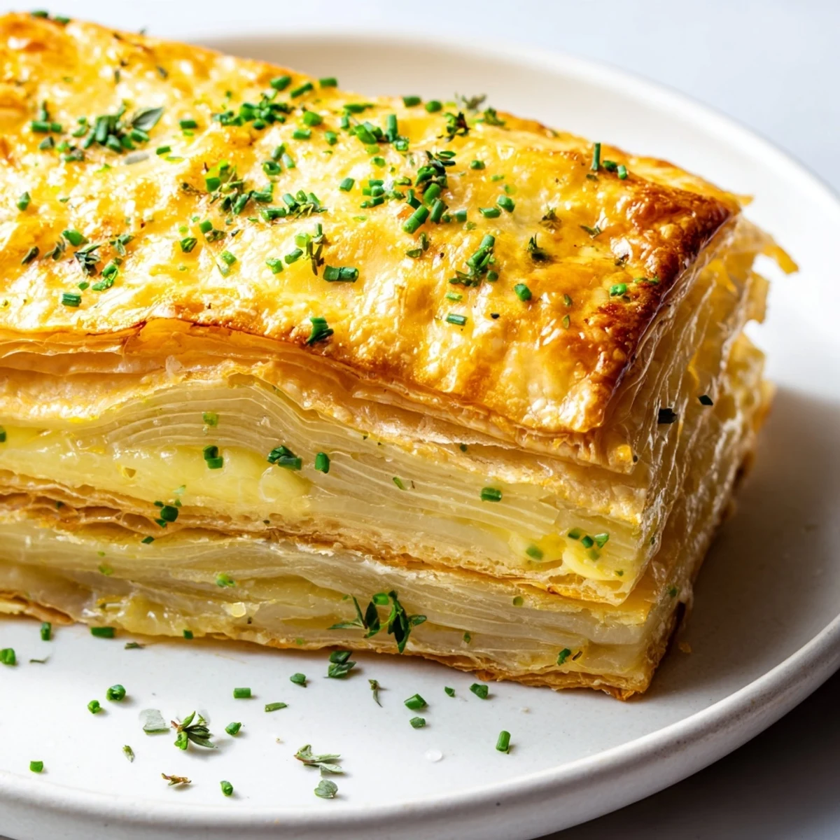 A close-up of a warm Caramelized Onion Tart with melted cheese and fresh thyme garnishing.