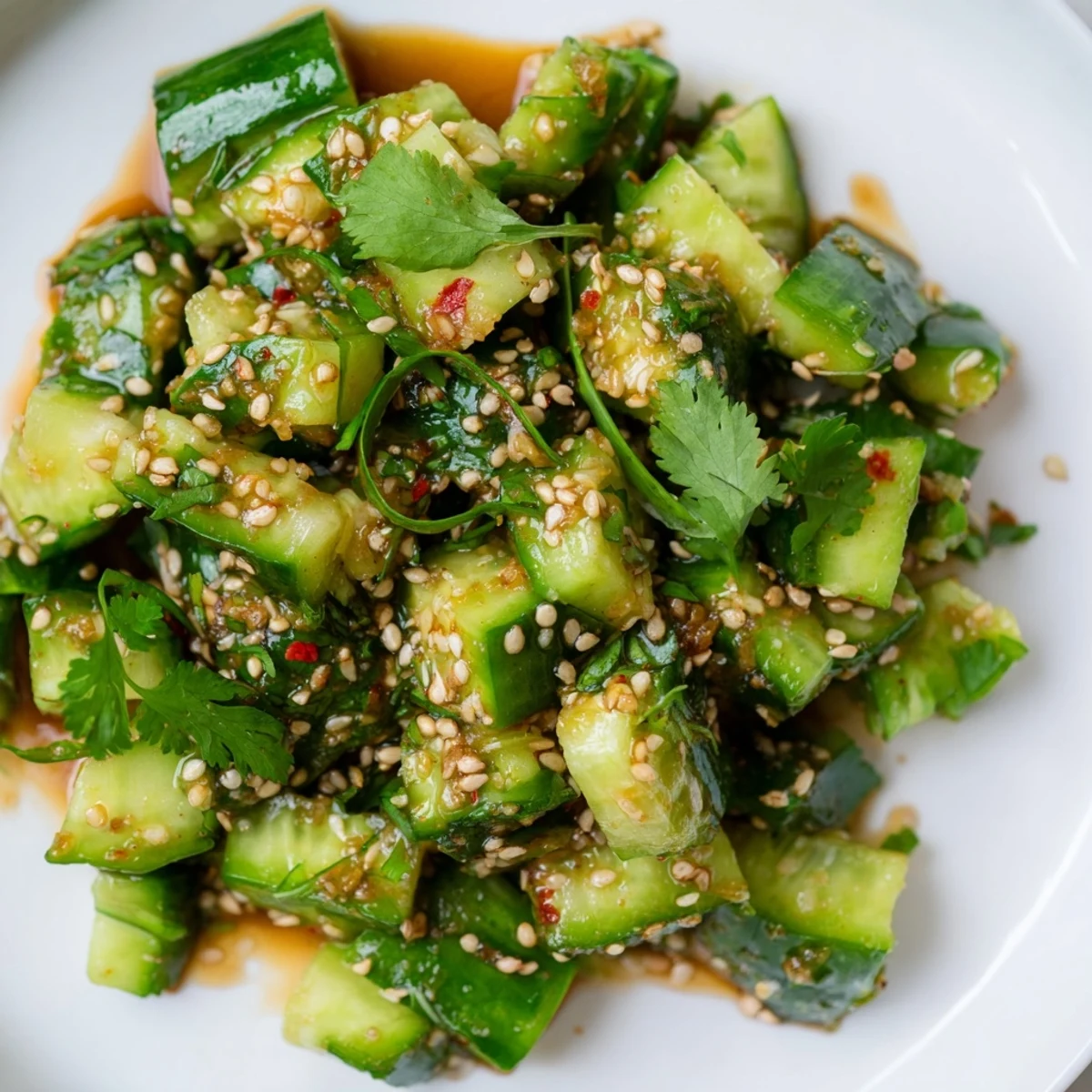Smashed cucumbers, vibrant in a bowl, form this delicious Chinese Spicy Smashed Cucumber Salad.