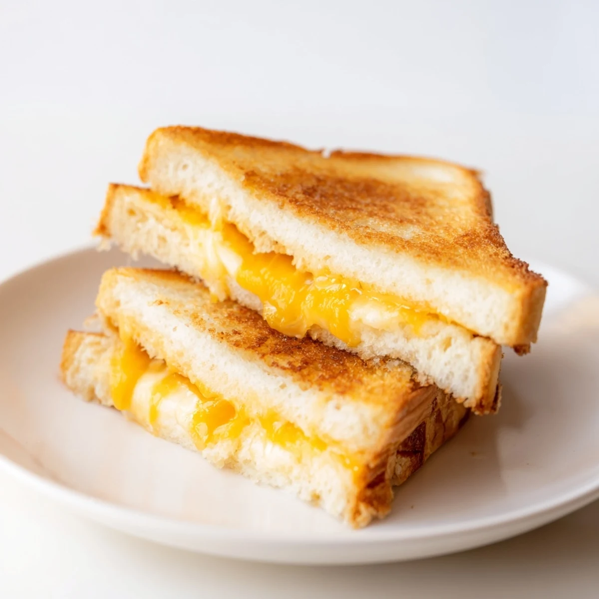 Freshly made air fryer grilled cheese; the perfect quick, comforting American sandwich with gooey cheese.