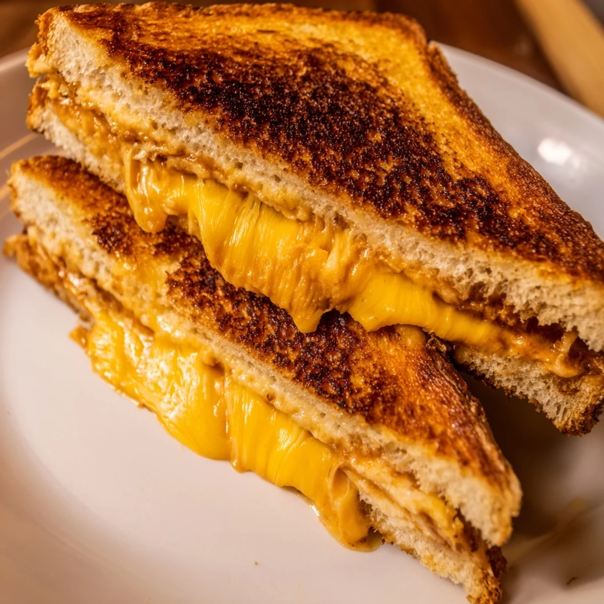 Golden, bubbly Honey Chipotle Butter Grilled Cheese oozing melted cheddar, a spicy-sweet comfort food delight.