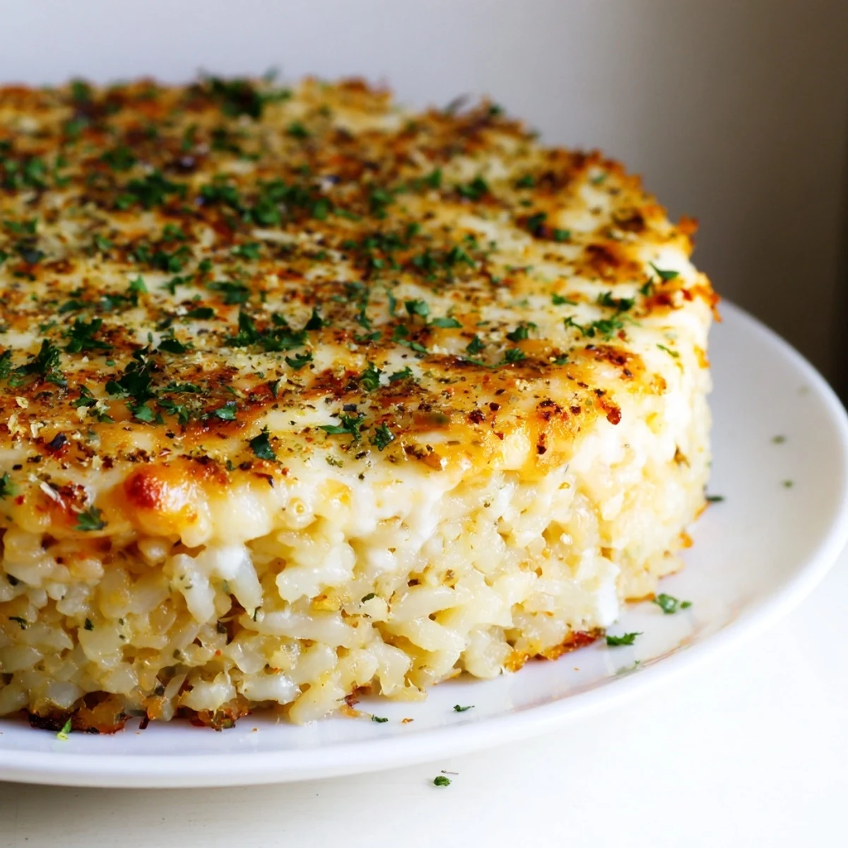Crispy Rice Cake Cheese Stacks baked golden and bubbly on a baking sheet, with melted mozzarella oozing from the edges for an irresistible snack.