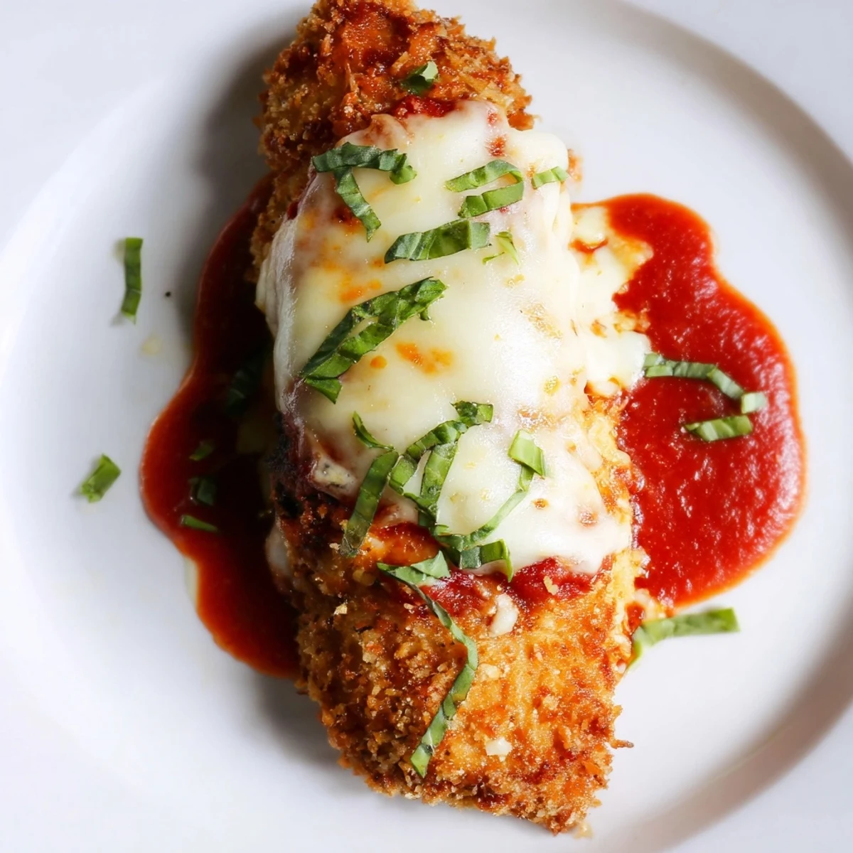 Crispy Chicken Parm Wrap with golden breaded chicken, melted mozzarella, and marinara inside a warm flour tortilla.