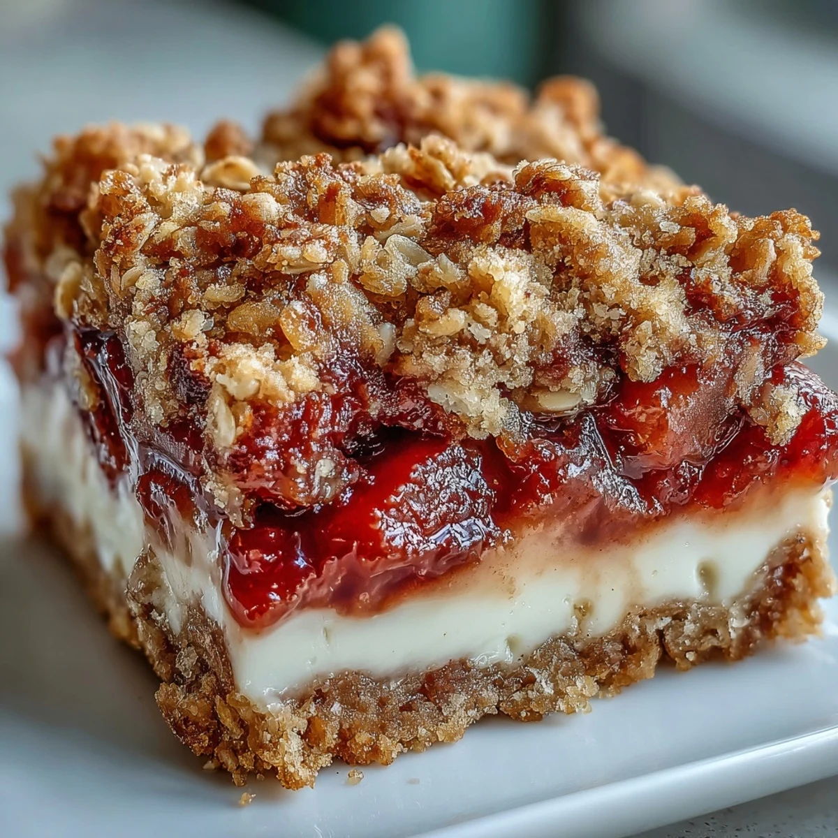 Rhubarb and Custard Crumble Bars with creamy vanilla custard layers and tangy fruit, perfect for spring dessert.