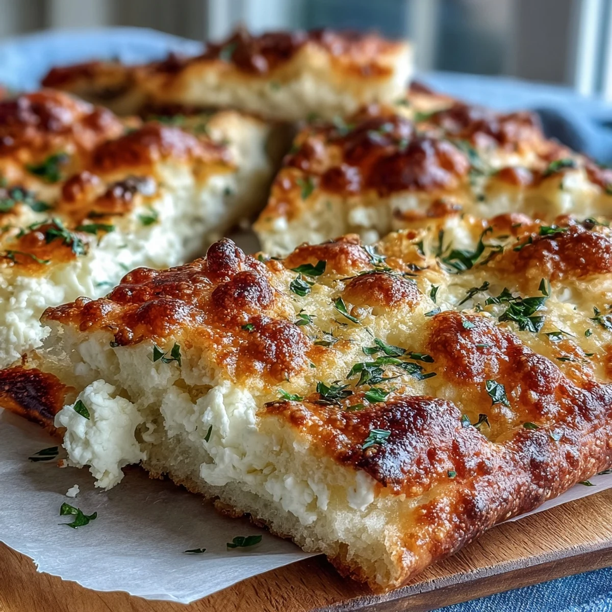 Golden-brown Fluffy Cottage Cheese Flatbreads bubbling in a skillet with flecks of green herbs.