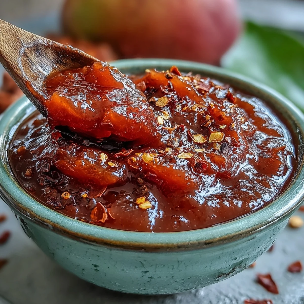 Serving suggestion for Guava BBQ Sauce From Scratch: a small white bowl of dip alongside grilled chicken thighs and pineapple slices.