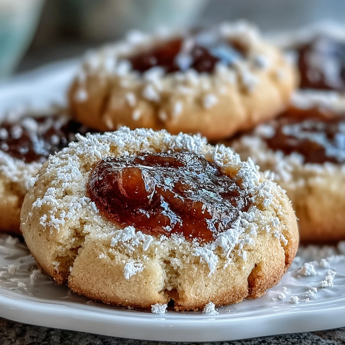 Stack of golden Torticas de Guayaba, featuring a thumbprint of sweet guava filling for dessert.