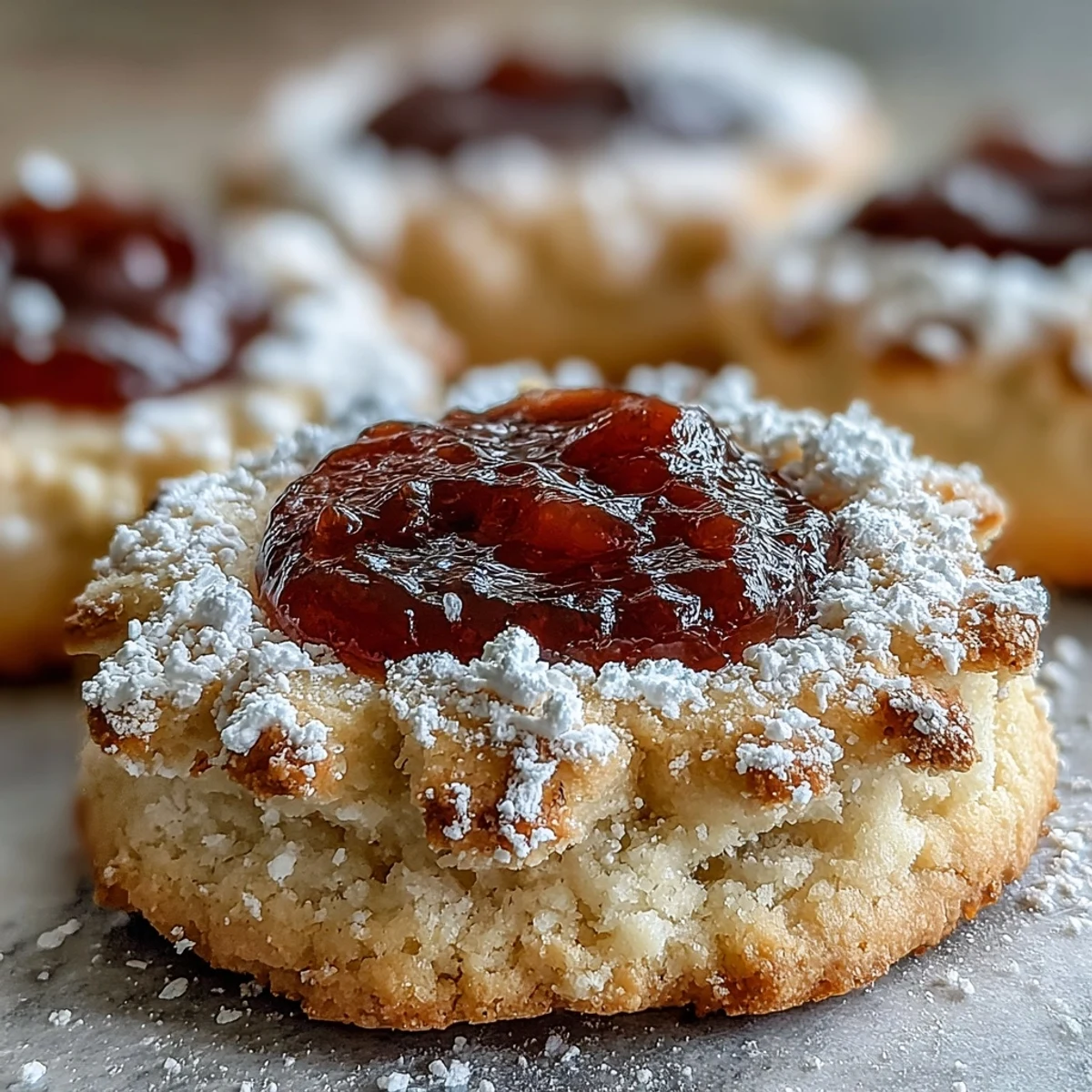 Two warm Torticas de Guayaba cookies with melting guava paste, ready to serve with coffee.