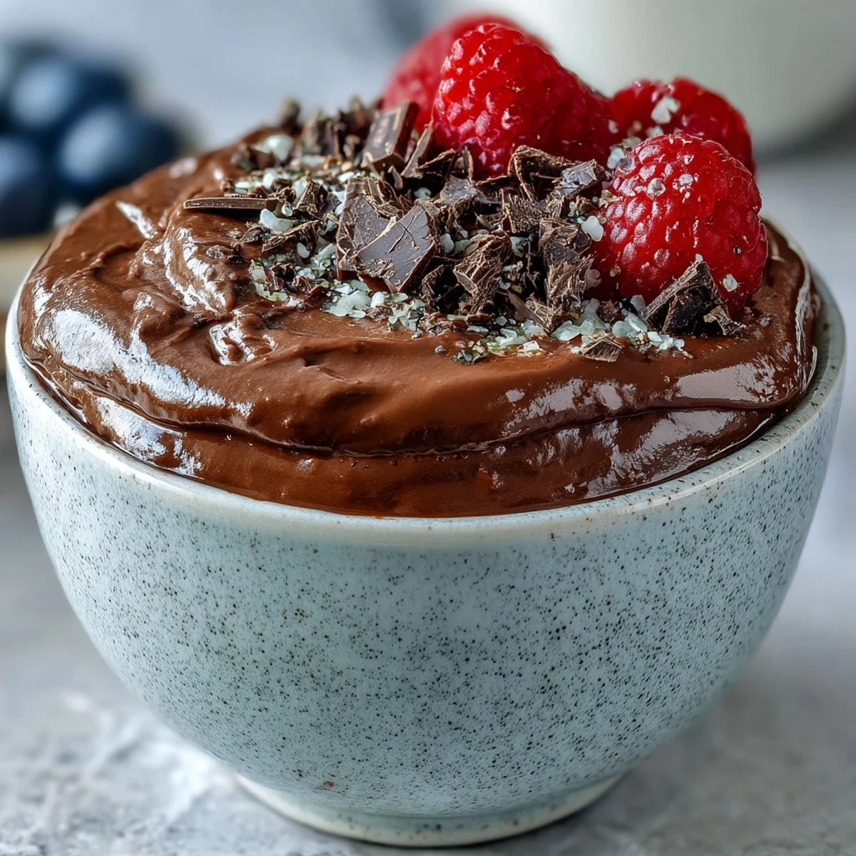 Velvety chocolate mousse made with cottage cheese, blended until smooth and chilled to perfection for a guilt-free treat.