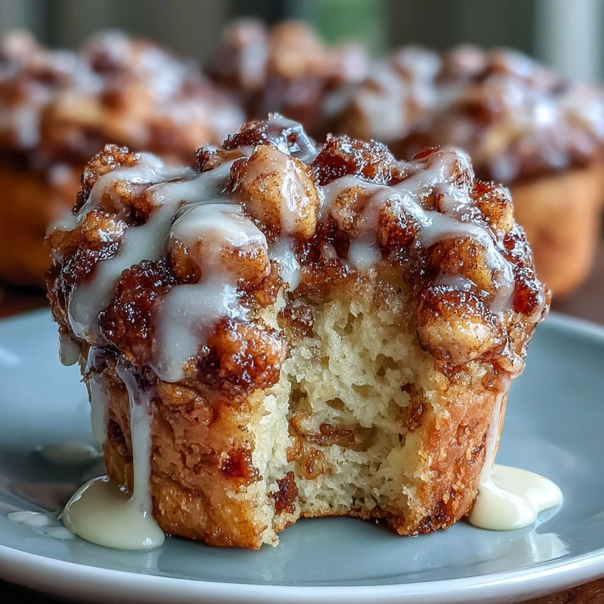 Warm, cinnamon-spiced Apple Fritter Muffins filled with tender apple chunks and drizzled with vanilla glaze.