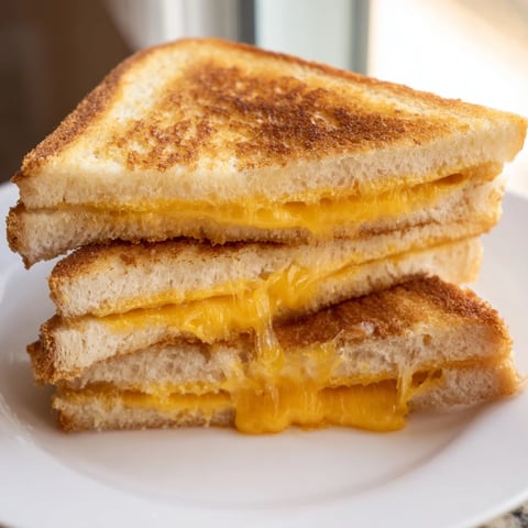 Crispy golden air fryer grilled cheese, oozing with melted cheddar, ready for a delicious bite.