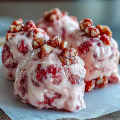 Fresh Strawberry & Banana Yoghurt Clusters on a tray, featuring creamy Greek yogurt with a vibrant pink swirl and crisp banana chips, ready to eat.