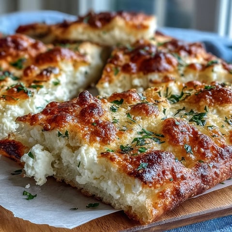 Golden-brown Fluffy Cottage Cheese Flatbreads bubbling in a skillet with flecks of green herbs.