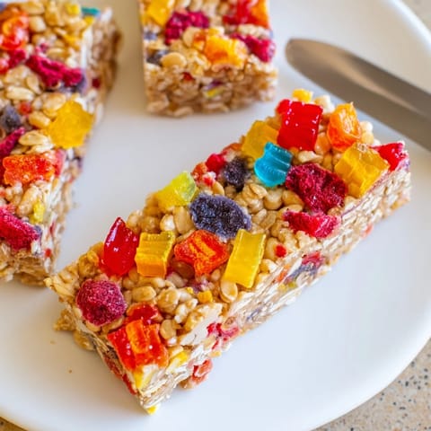 Homemade gummies and crunchy freeze-dried fruit create a delightful DIY snack bar experience.  