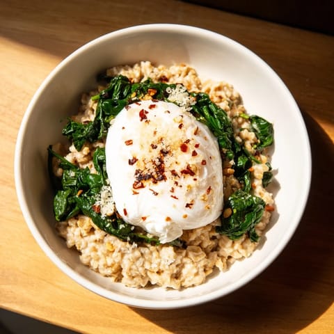 Savoury Oatmeal Spinach Poached Egg