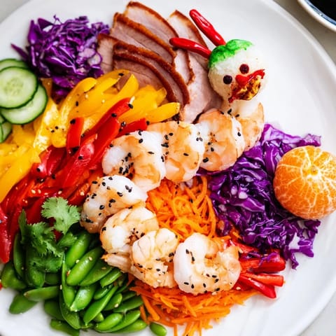 A close-up of the Mighty Dragon Lunar New Year board, showcasing the dragon's creative vegetable design.