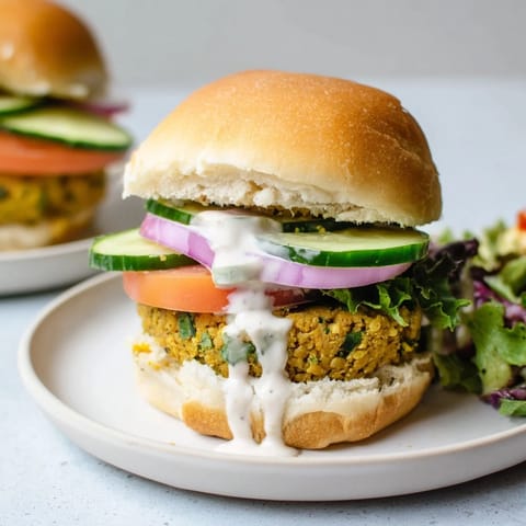 Close-up image of the delicious baked falafel sliders, promising a flavorful Middle Eastern meal.