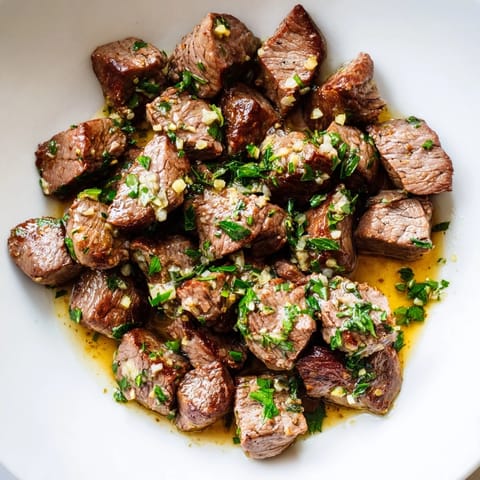 Tender garlic butter steak bites, perfectly seared and coated in a flavorful, buttery sauce.