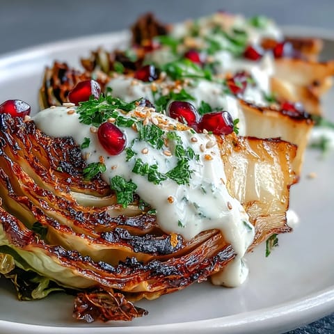 Grilled Cabbage Wedges with Tahini