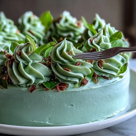 Elegant vanilla sheet cake decorated with smooth sage green buttercream and shimmering gold accents.
