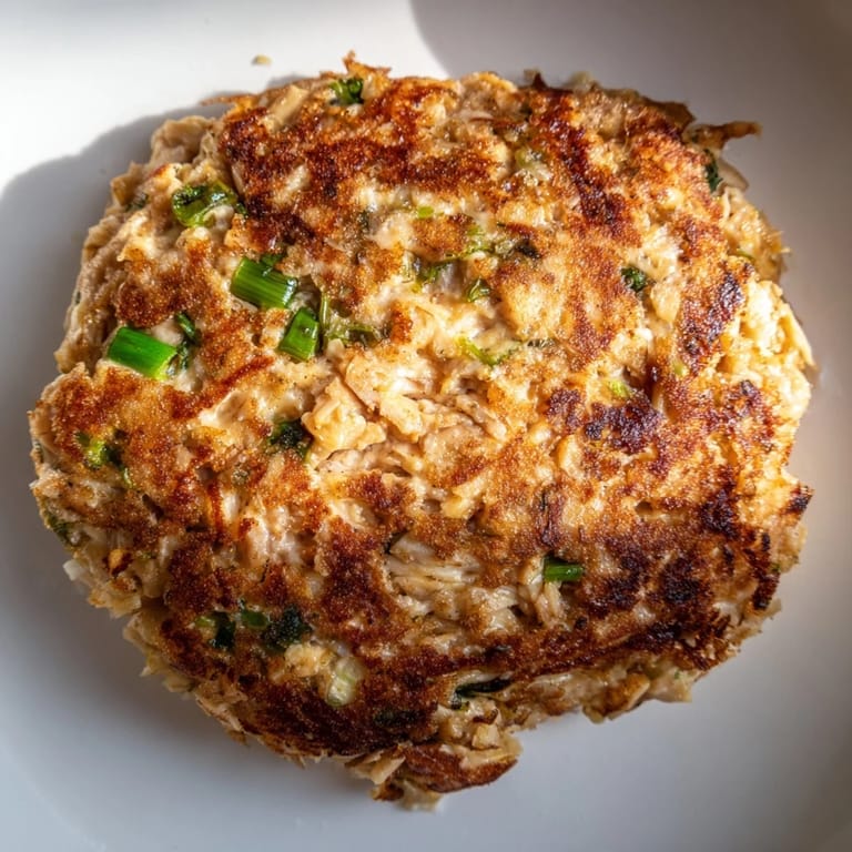 Delicious Tuna Melt Patties recipe featuring cheddar cheese and green onion flavors.