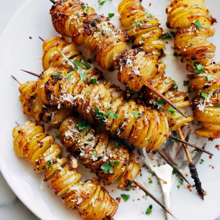 Golden brown Air-Fryer Tornado Potatoes, spiraled and topped with Parmesan cheese.  