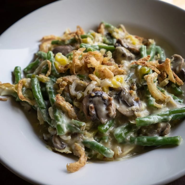 Enjoy a cozy meal with this nostalgic Old-School Green Bean Casserole, rich and creamy.