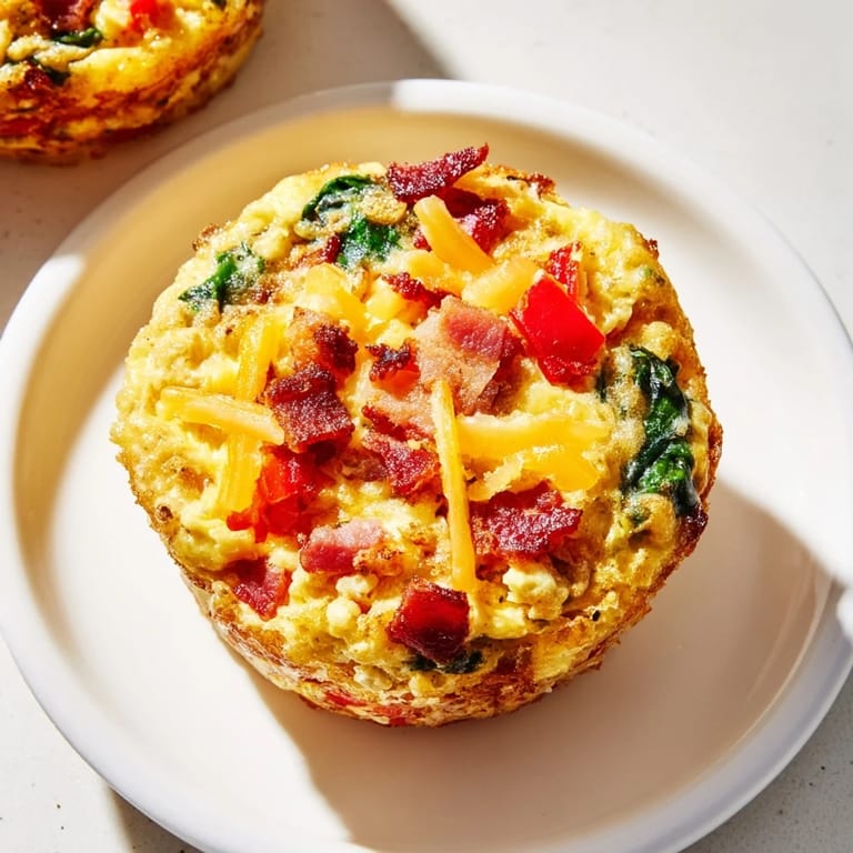 These savory One-Pot Breakfast Casserole Muffins, featuring crumbled bacon and peppers, are perfect for meal prepping.
