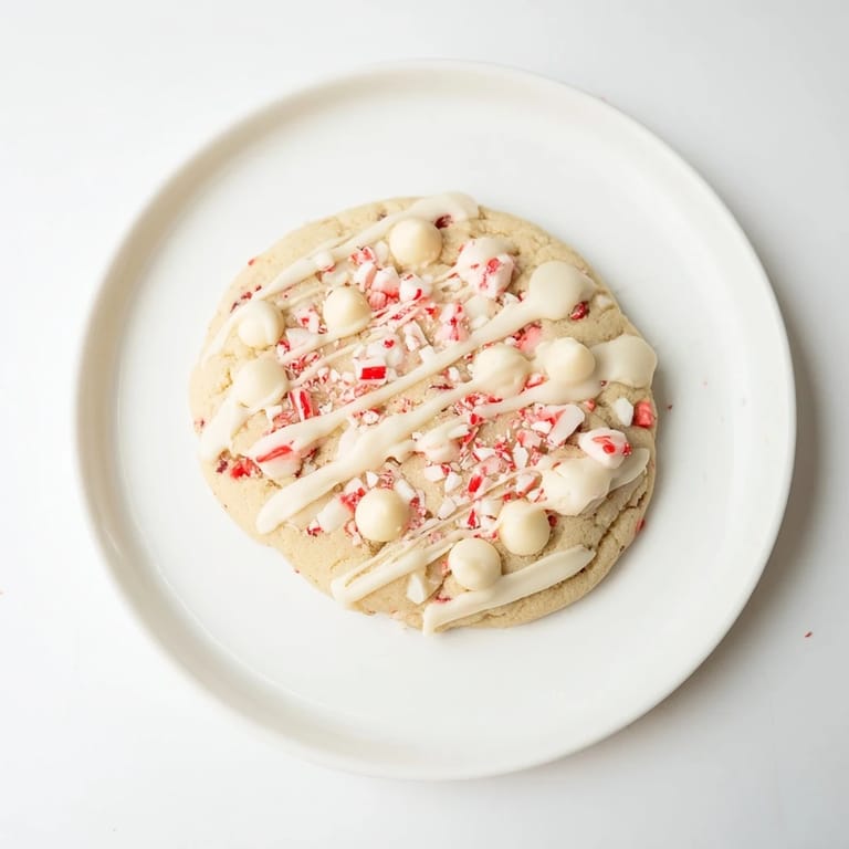 Warm, freshly baked White Chocolate Peppermint Bark Cookies, promising a burst of minty sweetness in every bite.