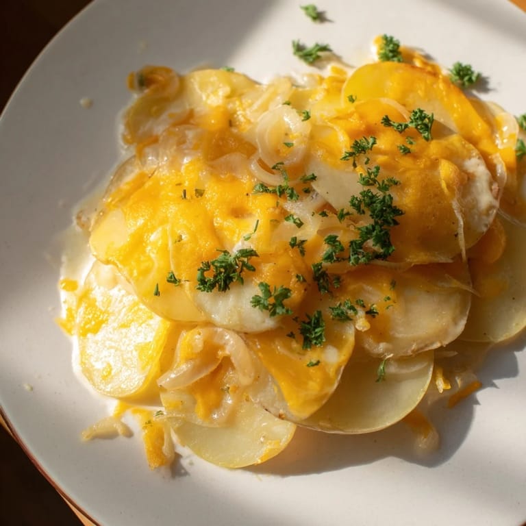 This comforting Budget-Friendly Potato Layer Bake features perfectly baked potatoes with a rich, inviting aroma.