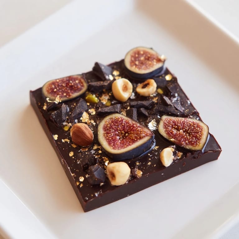 Ready to serve chilled: a vivid photo of the impressive Midnight Mosaic chocolate dessert.