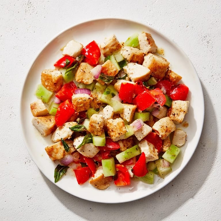 A close-up view of the Cucumber and Chicken Clean Shaker, highlighting fresh herbs and protein-packed chicken.