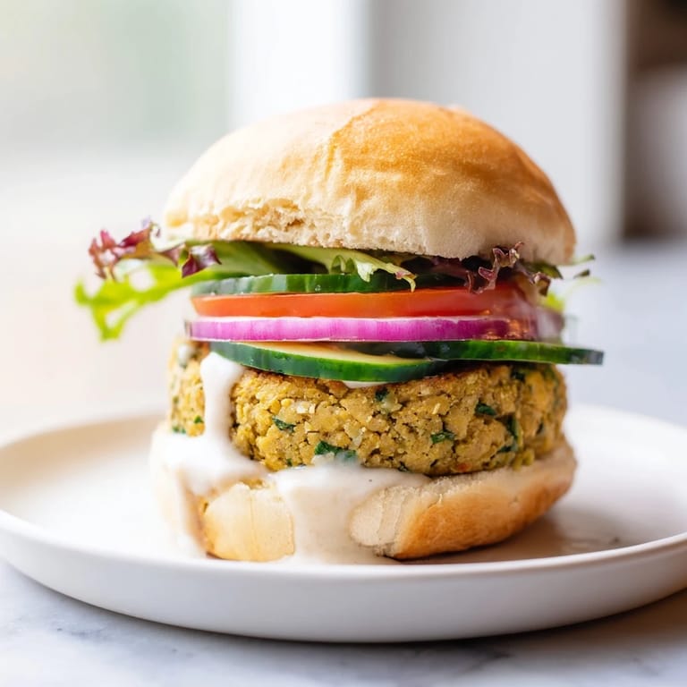 Served with tahini sauce, the mini baked falafel sliders look flavorful next to fresh toppings.