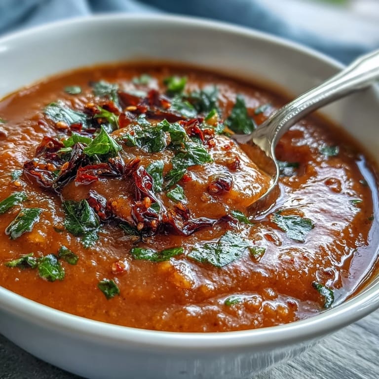 Close-up of a spoonful of Guava Chutney held over a platter of steamed idli, showing the glossy, reddish-pink sauce.