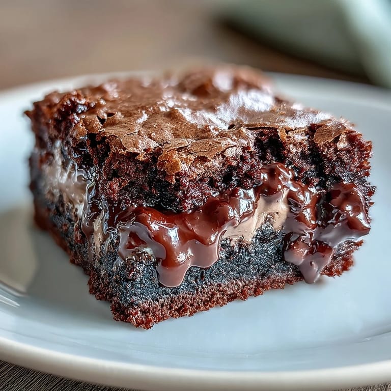 Sliced Triple Chocolate Sourdough Brownies arranged on a serving plate with visible layers of dark and semi-sweet chocolate.