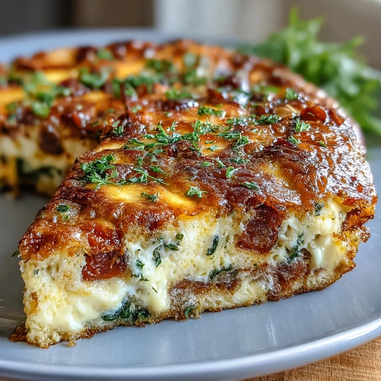 Savory one-pan frittata with melty cheddar, diced ham, spinach, and tomatoes—an easy, protein-packed brunch option.