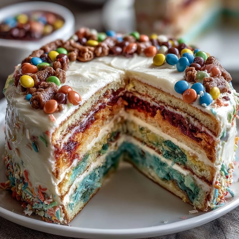 Showstopping piñata cake reveals colorful surprises inside when sliced, delighting guests at any party.  
